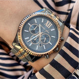 Buy Shop Michael Kors Lexington Chronograph Black Dial Two Tone Steel Strap Watch for Men - MK8561 USA Online