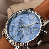 Buy Shop Michael Kors Lexington Chronograph Blue Dial Brown Leather Strap Watch For Men - MK8537 USA Online