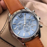 Buy Shop Michael Kors Lexington Chronograph Blue Dial Brown Leather Strap Watch For Men - MK8537 USA Online