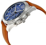 Buy Shop Michael Kors Lexington Chronograph Blue Dial Brown Leather Strap Watch For Men - MK8537 USA Online