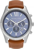 Buy Shop Michael Kors Lexington Chronograph Blue Dial Brown Leather Strap Watch For Men - MK8537 USA Online