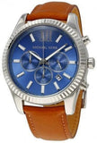 Buy Shop Michael Kors Lexington Chronograph Blue Dial Brown Leather Strap Watch For Men - MK8537 USA Online