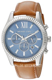 Buy Shop Michael Kors Lexington Chronograph Blue Dial Brown Leather Strap Watch For Men - MK8537 USA Online
