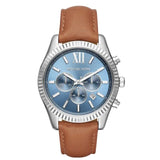 Buy Shop Michael Kors Lexington Chronograph Blue Dial Brown Leather Strap Watch For Men - MK8537 USA Online