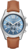 Buy Shop Michael Kors Lexington Chronograph Blue Dial Brown Leather Strap Watch For Men - MK8537 USA Online