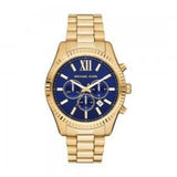 Buy Shop Michael Kors Lexington Chronograph Blue Dial Gold Steel Strap Watch for Men - MK9153 USA Online