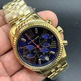 Buy Shop Michael Kors Lexington Chronograph Blue Dial Gold Steel Strap Watch For Women - MK6206 USA Online