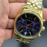 Buy Shop Michael Kors Lexington Chronograph Blue Dial Gold Steel Strap Watch For Women - MK6206 USA Online