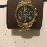 Buy Shop Michael Kors Lexington Chronograph Blue Dial Gold Steel Strap Watch For Women - MK6206 USA Online