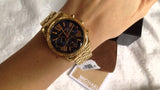 Buy Shop Michael Kors Lexington Chronograph Blue Dial Gold Steel Strap Watch For Women - MK6206 USA Online
