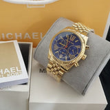 Buy Shop Michael Kors Lexington Chronograph Blue Dial Gold Steel Strap Watch For Women - MK6206 USA Online