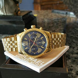 Buy Shop Michael Kors Lexington Chronograph Blue Dial Gold Steel Strap Watch For Women - MK6206 USA Online