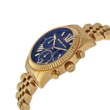 Buy Shop Michael Kors Lexington Chronograph Blue Dial Gold Steel Strap Watch For Women - MK6206 USA Online