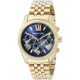 Buy Shop Michael Kors Lexington Chronograph Blue Dial Gold Steel Strap Watch For Women - MK6206 USA Online