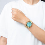 Buy Shop Michael Kors Lexington Chronograph Blue Dial Gold Steel Strap Watch For Women - MK7216 USA Online