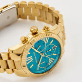 Buy Shop Michael Kors Lexington Chronograph Blue Dial Gold Steel Strap Watch For Women - MK7216 USA Online