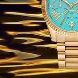Buy Shop Michael Kors Lexington Chronograph Blue Dial Gold Steel Strap Watch For Women - MK7216 USA Online