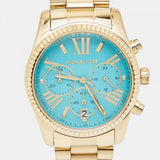 Buy Shop Michael Kors Lexington Chronograph Blue Dial Gold Steel Strap Watch For Women - MK7216 USA Online