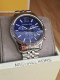 Buy Shop Michael Kors Lexington Chronograph Blue Dial Silver Steel Strap Watch for Men - MK8280 USA Online