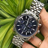Buy Shop Michael Kors Lexington Chronograph Blue Dial Silver Steel Strap Watch for Men - MK8280 USA Online