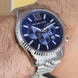 Buy Shop Michael Kors Lexington Chronograph Blue Dial Silver Steel Strap Watch for Men - MK8280 USA Online