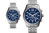 Buy Shop Michael Kors Lexington Chronograph Blue Dial Silver Steel Strap Watch for Men - MK8280 USA Online