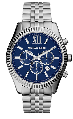 Buy Shop Michael Kors Lexington Chronograph Blue Dial Silver Steel Strap Watch for Men - MK8280 USA Online