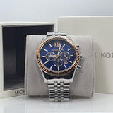 Buy Shop Michael Kors Lexington Chronograph Blue Dial Silver Steel Strap Watch For Men - MK8689 USA Online