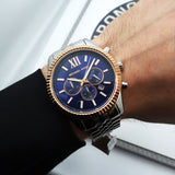 Buy Shop Michael Kors Lexington Chronograph Blue Dial Silver Steel Strap Watch For Men - MK8689 USA Online