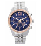 Buy Shop Michael Kors Lexington Chronograph Blue Dial Silver Steel Strap Watch For Men - MK8689 USA Online