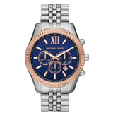 Buy Shop Michael Kors Lexington Chronograph Blue Dial Silver Steel Strap Watch For Men - MK8689 USA Online