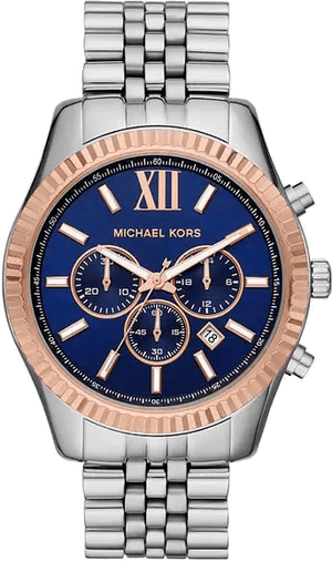Buy Shop Michael Kors Lexington Chronograph Blue Dial Silver Steel Strap Watch For Men - MK8689 USA Online