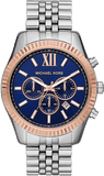 Buy Shop Michael Kors Lexington Chronograph Blue Dial Silver Steel Strap Watch For Men - MK8689 USA Online