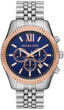 Buy Shop Michael Kors Lexington Chronograph Blue Dial Silver Steel Strap Watch For Men - MK8689 USA Online
