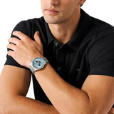 Buy Shop Michael Kors Lexington Chronograph Blue Dial Silver Steel Strap Watch for Men - MK9165 USA Online