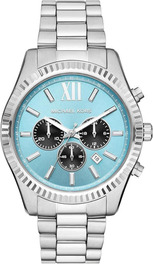 Buy Shop Michael Kors Lexington Chronograph Blue Dial Silver Steel Strap Watch for Men - MK9165 USA Online