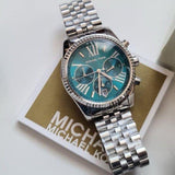 Buy Shop Michael Kors Lexington Chronograph Blue Dial Silver Steel Strap Watch For Women - MK5887 USA Online