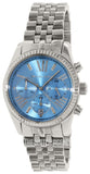 Buy Shop Michael Kors Lexington Chronograph Blue Dial Silver Steel Strap Watch For Women - MK5887 USA Online