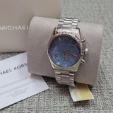 Buy Shop Michael Kors Lexington Chronograph Blue Dial Silver Steel Strap Watch For Women - MK7215 USA Online