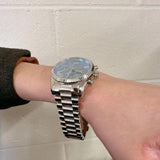 Buy Shop Michael Kors Lexington Chronograph Blue Dial Silver Steel Strap Watch For Women - MK7215 USA Online