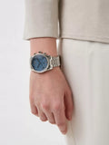 Buy Shop Michael Kors Lexington Chronograph Blue Dial Silver Steel Strap Watch For Women - MK7215 USA Online