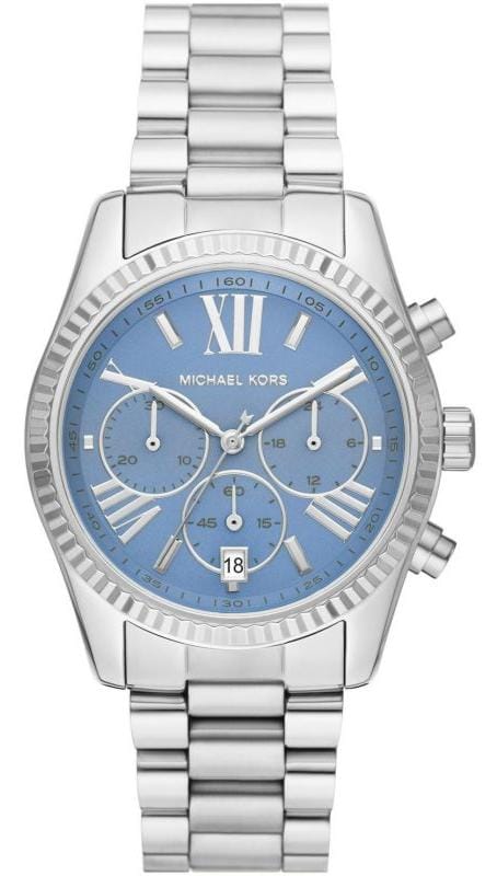 Buy Shop Michael Kors Lexington Chronograph Blue Dial Silver Steel Strap Watch For Women - MK7215 USA Online