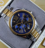 Buy Shop Michael Kors Lexington Chronograph Blue Dial Two Tone Steel Strap Watch For Women - MK7218 USA Online