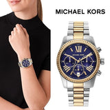 Buy Shop Michael Kors Lexington Chronograph Blue Dial Two Tone Steel Strap Watch For Women - MK7218 USA Online
