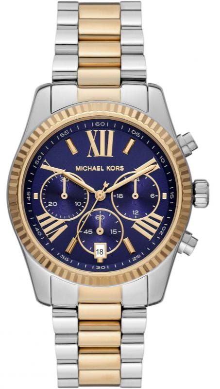 Buy Shop Michael Kors Lexington Chronograph Blue Dial Two Tone Steel Strap Watch For Women - MK7218 USA Online