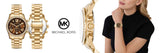 Buy Shop Michael Kors Lexington Chronograph Brown Dial Gold Steel Strap Watch For Women - MK7276 USA Online