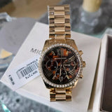 Buy Shop Michael Kors Lexington Chronograph Brown Dial Gold Steel Strap Watch For Women - MK7276 USA Online