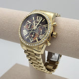 Buy Shop Michael Kors Lexington Chronograph Brown Dial Gold Steel Strap Watch For Women - MK7276 USA Online