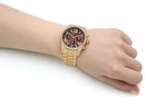 Buy Shop Michael Kors Lexington Chronograph Brown Dial Gold Steel Strap Watch For Women - MK7276 USA Online