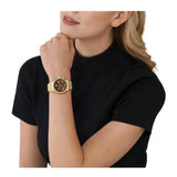 Buy Shop Michael Kors Lexington Chronograph Brown Dial Gold Steel Strap Watch For Women - MK7276 USA Online